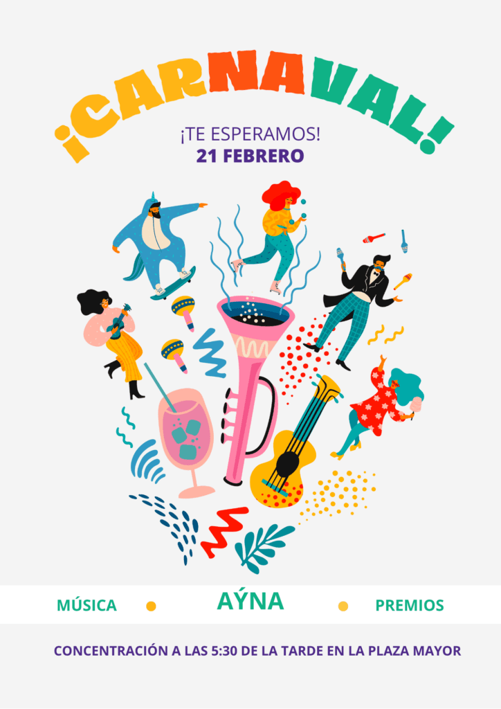 Aýna se prepara para un Carnaval lleno de música, color y premios este sábado 21 de febrero.